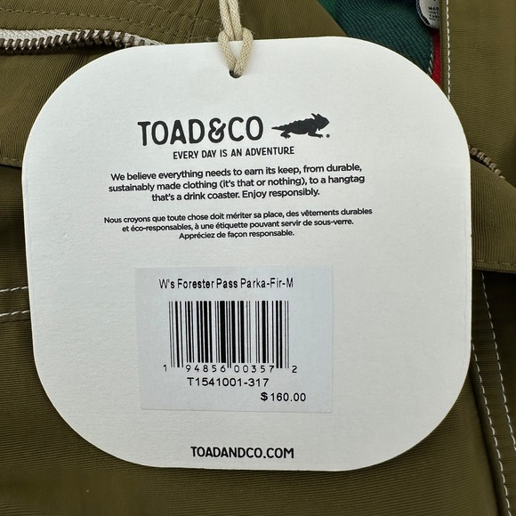 TOAD&CO(NEW!) Women M Forester Pass Parka Jacket Olive Green Plaid Lined Hooded - Picture 7 of 16